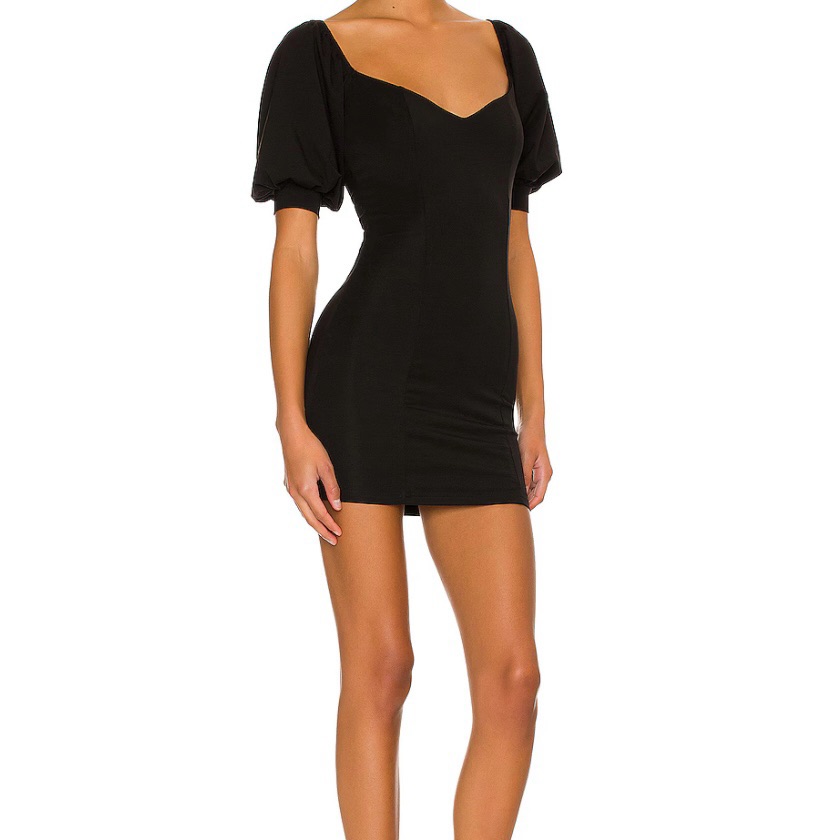 More To Come Puff Sleeves Black Dress Size M